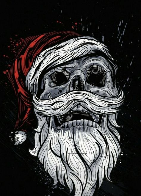 Horror Christmas Art, Christmas Skull Wallpaper, Skull Christmas Wallpaper, Christmas Skeleton Wallpaper, Creepy Christmas Wallpaper, Navidad Dark, Christmas Horror Art, Christmas Skulls, The Nightmare Before Christmas Halloween