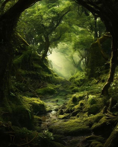 English Forest Aesthetic, Wild Forest Aesthetic, Ancient Forest Aesthetic, Mythical Forest Aesthetic, Fantasy Forest Landscape, Woods Illustration, Forest Kingdom, Moss Forest, Mossy Forest