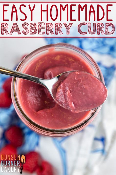 Homemade Raspberry Curd: Easy six ingredient, 15 minute homemade raspberry curd, perfect for filling cakes, tarts, spreading on scones or muffins, or eating with a spoon! Raspberry Curd, Mint Chocolate Cheesecake, Dark Chocolate Cheesecake, Bunsen Burner, Banana Bread Muffins, Curd Recipe, Fresh Raspberries, Best Gluten Free Recipes, Dessert Cake Recipes