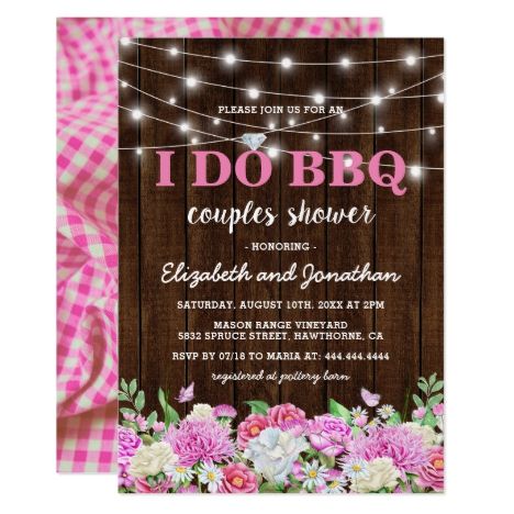 I Do BBQ Couples Shower | Rustic Pink Floral Invitation | trendy wedding stationery Barbecue Invitation, Bbq Baby Shower, Baby Q Shower, Couples Baby Shower Invitations, Country Baby Shower, Rustic Baby Shower Invitations, Couples Baby Showers, I Do Bbq, Boho Baby Shower Invitations