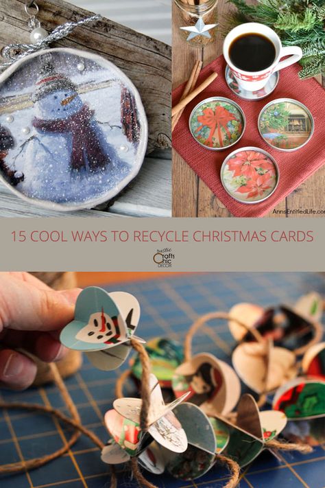 Recycled Christmas Cards Upcycling, Recycled Christmas Cards, Recycle Christmas Cards, Card Ornaments, Old Christmas Cards, Upcycled Christmas, Recycled Christmas, Recycled Cards, Old Greeting Cards