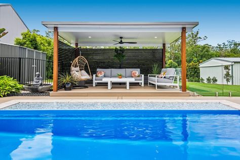 Pool Pergola Ideas, Front Yard Veggie Garden, Pool Shelter, Pool Pavillion, Swimming Pool Backyard, Pool Patio Designs, Pool Area Ideas, Pool Gazebo, Pool Pergola