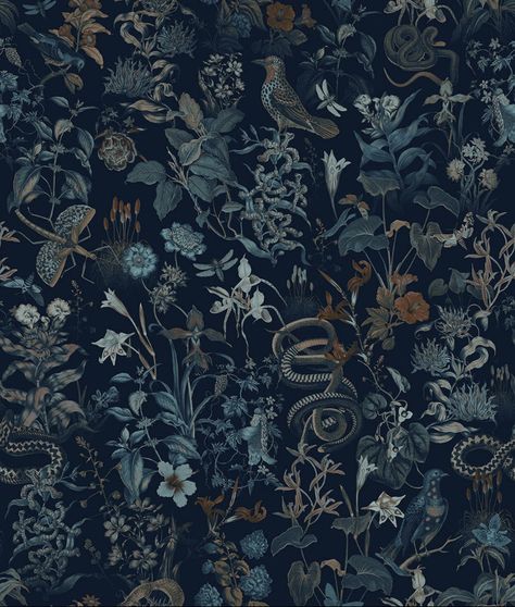 Garden At Night, Moody Wallpaper, 5th Element, Forest Wall Mural, Victorian Wallpaper, Goth Wallpaper, Gothic Wallpaper, Dark Home Decor, Witchy Wallpaper