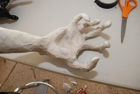 Hello every one. It's been a while since I've been on here. Just wanted to share on how to build your own scary zombie with easy step by step pictures How To Make A Zombie Prop, Halloween Cardboard Diy, Diy Skeleton Hand, Zombie Tutorial, Haunted Book, Halloween Hands, Creepy Hands, Hand Tutorial, Diy Paper Mache