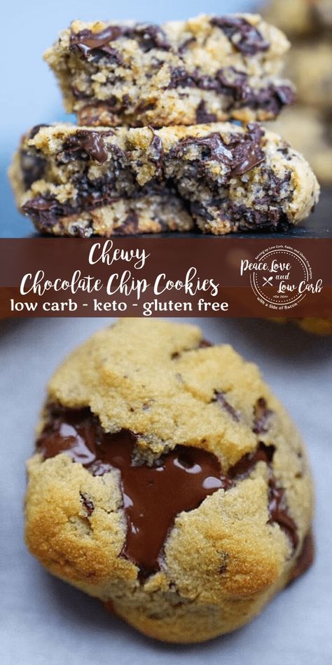 Low Carb Chocolate Chip Cookies, Peace Love And Low Carb, Baking Soda Beauty Uses, Keto Friendly Desserts, Low Carb Cookies, Recetas Keto, Keto Chocolate, Chewy Chocolate Chip, Low Carb Chocolate