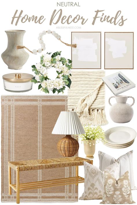 Neutral Home Decor Finds Diy Outdoor Space, Spring Table Settings, Home Decor Pieces, Home Decor Finds, Transitional Home, Neutral Home Decor, Transitional Home Decor, Home Decor Hacks, Neutral Home