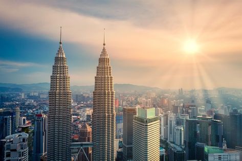 Aerial view of kuala lumpur city skyline... | Premium Photo #Freepik #photo #business #travel #city #building Malaysia City, Places To Visit In Malaysia, Kuala Lumpur City, Travel City, Skyline View, Kuala Lumpur Malaysia, Pedestrian Bridge, Historical Architecture, Beautiful Islands