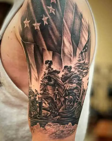 Iwo Jima Tattoo, Patriotic Sleeve Tattoo, 1776 Flag Tattoo, American Patriot Tattoo, George Washington Tattoo, Legion Tattoo, We The People Arm Tattoo, America Tattoo, American Traditional Sleeve Men