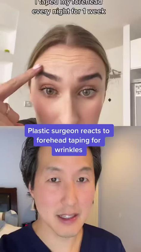 Dr. Anthony Youn - Forehead Wrinkles Taping Forehead Wrinkles, Forehead Taping, Deep Forehead Wrinkles, Reduce Forehead Wrinkles, Chin Wrinkles, Skin Regimen, Forehead Wrinkles, Under Eye Wrinkles, Skin Remedies