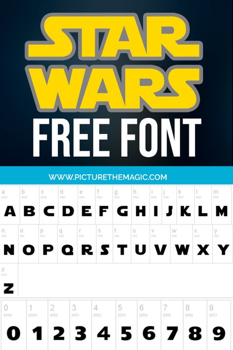 Download the Star Wars font for free! Here’s what the Star Wars font alphabet looks like. It’s a good idea to see the differences in capitalization, case, and numbers. #starwars #fonts #typography #freefonts Star Wars Letters Printable, Star Wars Font Alphabet, Star Wars Font Free Cricut, Star Wars Script, Star Wars Typography, Starwars Letters, Star Wars Font Free, Starwars Font, Star Wars Lettering