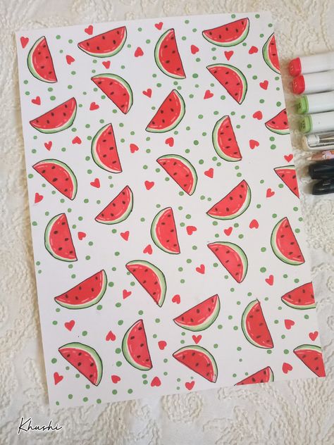 #watermelon #watermelonwallpaper #alchoholmarkers Watermelons Drawing, Watermelon Journal, Watermelon Doodle, November Planner, Watermelon Drawing, Watermelon Wallpaper, Bond Paper Design, Watermelon Designs, Bond Paper