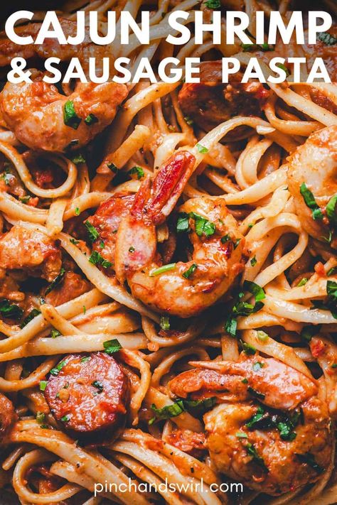 Experience the warmth of Southern cuisine fused with Italian comfort in my Cajun Shrimp and Sausage Pasta recipe. Perfect for busy weeknights or leisurely dinners, it brings a deliciously spicy and hearty twist to your table in just 30 minutes. Cajun Shrimp And Sausage Pasta, Cajun Shrimp And Sausage, Shrimp And Sausage Pasta, Sausage Pasta Recipe, Shrimp And Sausage, Quick Family Dinners, Cajun Shrimp Pasta, Sausage Pasta Recipes, Southern Cuisine