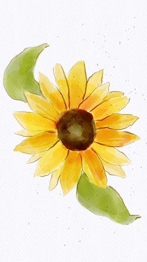 Painting ideas Easy Watercolor Sunflower, Something Yellow Drawing, Watercolor Sunflowers How To Paint, Watercolor Art Sunflower, Sun Flower Painting Easy, Painting Ideas Watercolor Easy, Watercolor Paintings Easy For Beginners, Sunflower Procreate, Sunflower Drawing Watercolor