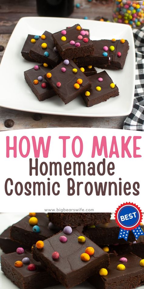 Do you love those little Cosmic Brownies from the grocery store? Let's make a homemade version that is just as good!  via @bigbearswife Homemade Cosmic Brownies, White Chocolate Bread Pudding, Snack Cake Recipe, Chocolate Chip Cookie Brownies, Cottage Bakery, Oreo Stuffed Chocolate Chip Cookies, Iced Oatmeal Cookies, Hostess Cupcakes, Cosmic Brownies