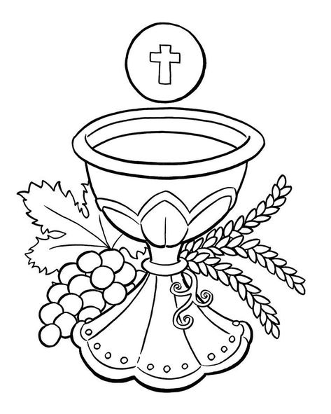 Communion Coloring Pages - Best Coloring Pages For Kids First Communion Banner, Communion Cups, Religious Crafts, Communion Party, First Communion Dress, Catholic Kids, Church Banners, Eucharist, First Holy Communion