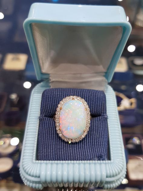 Edwardian Engagement Ring Opal, Luxury Antique Opal Ring Gift, Luxury Heirloom Opal Cabochon Ring, Victorian Opal Cabochon Ring For Collectors, Opal And Diamond Ring, Farah Diba, Edwardian Ring, Luxury Polished Opal Ring, Oval Cabochon, Edwardian Style