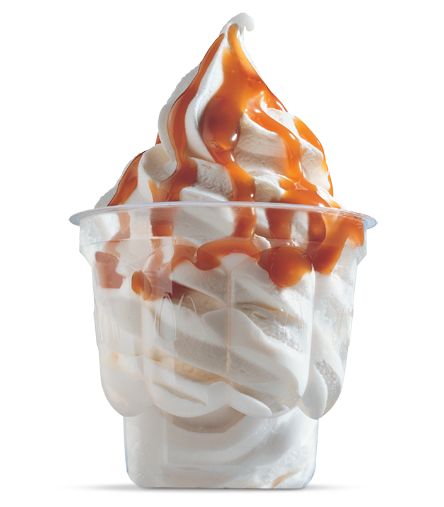 Caramel Sundae - Creamy, Delicious and Drizzled with Caramel Caramel Sundae, Nutrition Certification, Food Babe, Soft Serve Ice Cream, Ice Cream Sundae, Soft Serve, Candy Store, Menu Items, Small Island