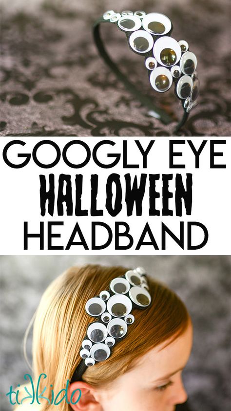 Easy Googly Eye Halloween Headband Tutorial Googly Eye Headband, Things With Googly Eyes, Spider Eye Headband, Kids Spider Costume Diy, Google Eyes Halloween, Diy Googly Eyes, Halloween Kids Hair Ideas, Halloween Headbands Diy, Diy Spider Costume Kids