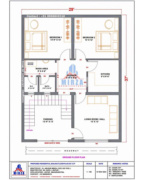 🏡 2BHK House Floor Plan 29' X 37' ____________________________ Drafted by : Er. Abuzar Mirza [ DCE, B.E Civil ]@architect_ab_mirza Client : Mr. Kapil ( Jintur ) Site Location : Jintur, Maharashtra. Design contact : 📞+91 8668849318 _____________________________ #houseplan #Floorplan #homedesign #houseconstruction #construction #building #buildingplan #civilengineering #architecture #architect #interiordesign #homeplans #floorplansofinstagram #mirzaarchitectures #abuzarmirza #2dfloorplan #2d... Civil Engineering Construction, Building Plan, House Floor, Site Plan, Construction Site, Building Construction, Civil Engineering, Home Construction, House Floor Plans