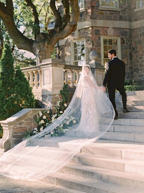 Whilst it is already a year since Meghan Markle walked down the aisle and wowed us with her modern fairytale bridal style, the understated elegance she introduced us to continues to be a big trend. And even more so, our love of cathedral length veils, which is why they are the focus of this post... Royal Veil, Dramatic Veil, Veil With Blusher, Fairytale Bridal, Sheer Veil, Cathedral Wedding Veil, A Royal Affair, Long Veil Wedding, Cathedral Wedding Veils