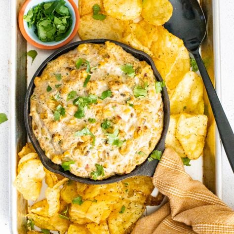 Vegan Roasted Poblano Corn Dip - This Savory Vegan Poblano Corn, Vegan Super Bowl, Vegetarian Dip, Vegan Chips, Vegan Apps, Dip Vegan, Roasted Poblano, Corn Dip, Vegan Dip