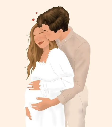 Pregnant Cartoon, Pregnancy Illustration, Wedding Couple Cartoon, Indian Baby Showers, Couple With Baby, Maternity Photography Poses Pregnancy Pics, Pregnancy Art, Pregnancy Books, Custom Portrait Illustration