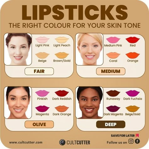 Lipstick For Tan Skin, Skin Tone Clothing, Skin Tone Makeup, Tone Makeup, Makeup Order, Most Paused Movie Scenes, Skin Undertones, Simple Makeup Tips, Pause Button