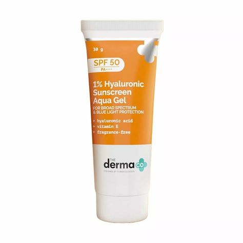 he Derma Co 1% Hyaluronic Sunscreen SPF 50 Aqua Gel, PA++++, Lightweight, No white-cast for Broad Spectrum & Blue Light Protection for Oily, Dry, Acne-prone Skin - 30g . . . #beauty #gurls #sunscreen Derma Sunscreen, Hyaluronic Sunscreen, Basic Skin Care Routine, Best Sunscreens, Sunscreen Spf 50, Moisturizing Lotions, Free Products, Fragrance Free, Acne Prone Skin