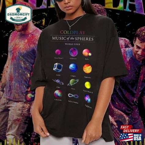 Coldplay World Tour, Coldplay T Shirt, Coldplay Music Of The Spheres, Coldplay Tour, Music Of The Spheres, Coldplay Music, Shirt Sweater, World Music, Coldplay