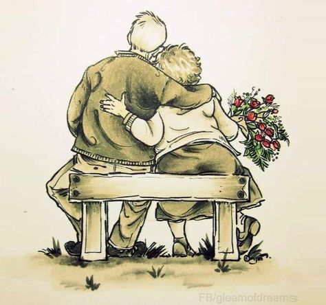 Elderly couple sitting on bench Sitting On A Bench, Couple Sitting, Pencil Drawing Tutorials, Couple Drawing, Old Couples, Copic Marker, Hur Man Målar, Art Impressions, Couple Drawings