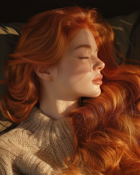 Morning Woman Aesthetic, Mia Aesthetic, Ginger Girls, Face Photography, Morning Sun, Hair Reference, Orange Hair, Her Eyes, Ginger Hair