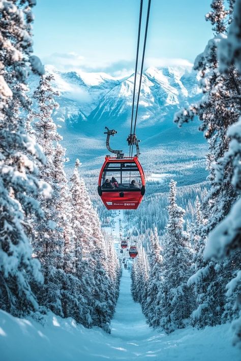 "🚡🌨️ Take in breathtaking views with a scenic gondola ride in Banff, Canada! Enjoy panoramic vistas of snowy peaks and alpine beauty from the comfort of your ride. Swipe for your next mountain adventure! 🏞️✨ #Banff #GondolaRide #ScenicViews" Ski Resort Photography, Banff Gondola Ride, Banff Things To Do, Winter In Banff, Banff In Winter, Banff Skiing, Banff Canada Winter, Banff Aesthetic, Banff Town