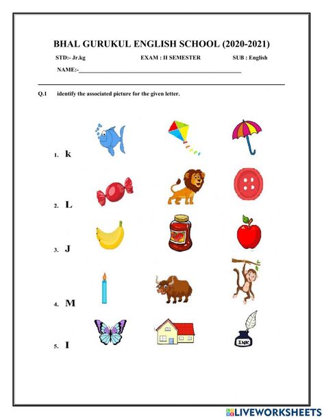 Junior Kg Worksheets English, Worksheet For Junior Kg, Junior Kg Worksheets, Jr Kg English Worksheet, Kg English Worksheet, Junior English, Kg Worksheets, Nursery Worksheets, Adjective Worksheet