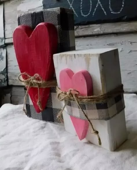 100+ Super Romantic Valentines Decorations on a Budget - HubPages Valentine Blocks, Valentine Wood Crafts, Saint Valentin Diy, Diy Valentine's Day Decorations, Rustic Valentine, Valentinstag Party, Diy Valentines Decorations, Valentine's Ideas, Valentine Projects