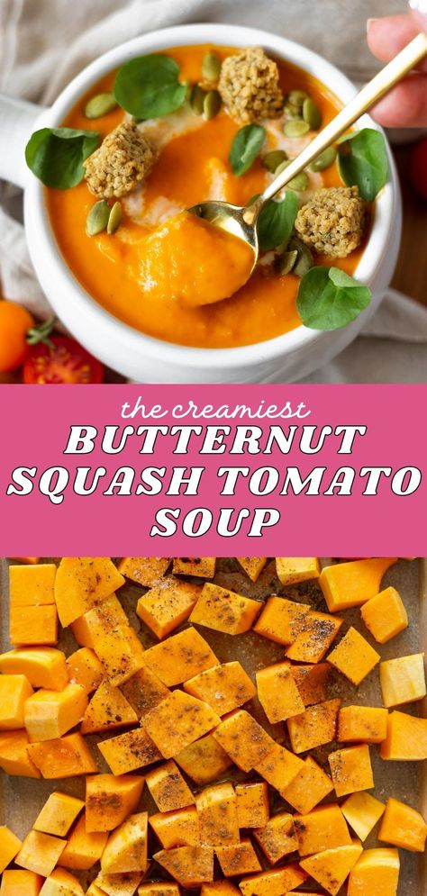 Butternut Squash And Tomato Recipes, Tomato And Squash Soup, Tomato And Butternut Squash Soup, Butternut Tomato Soup, Tomato Butternut Squash Soup, Dinner Ideas Healthy For Two, Tomato Squash Soup, Dinner Ideas Pork Chops, Dinner Ideas Easy Beef