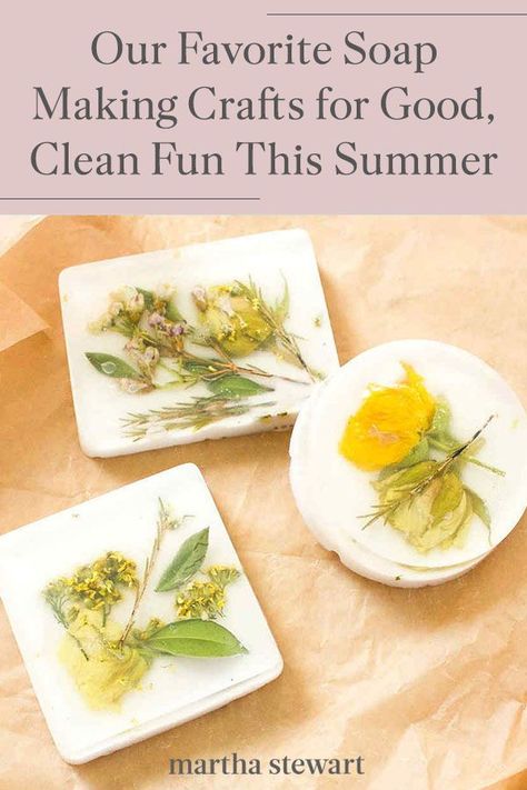 Whether you want to put together a handmade present, upgrade your self-care with bars of soap, or spend an afternoon crafting with your kids, these DIY soap projects are worth trying this summer. #marthastewart #crafts #diyideas #easycrafts #tutorials #hobby Spa Sets, Diy Mothers Day, Afternoon Crafts, Printed Gifts, Fabric Flower Pins, Surprise Her, Mother's Day Bouquet, Soap Craft, Mug Cozy