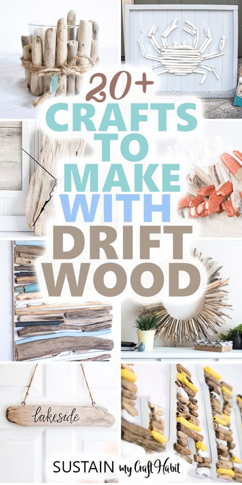 Need a reason to collect drift wood this summer? Here are 20 of our favourite DIY driftwood crafts, projects and art ideas you can make this summer. #driftwoodcrafts #diydecor #coastalstyle #sustainmycrafthabit #driftwoodart Driftwood Wreath, Diy Driftwood, Driftwood Christmas Tree, Driftwood Diy, Driftwood Mirror, Painted Driftwood, Driftwood Art Diy, Driftwood Ideas, Driftwood Projects