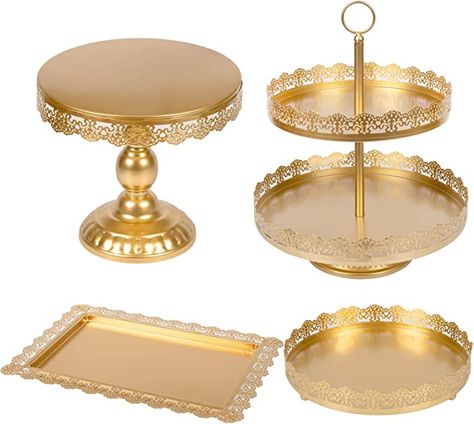 Gold Dessert Table, Candy Table Decorations, Dessert Table Display, Gold Cake Stand, Metal Cake Stand, Gold Dessert, Cake Stand Set, Cake Stand Display, Cake Table Decorations