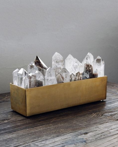 Crystals in a copper box for my design office! Crystals Product Photography, Crystal Box Ideas, Light Up Crystal Display, Crystal Collection Display, Lamp Logo, Crystal Shop Sphere, Crystal Centerpieces, Lamp Makeover, Crystal Light