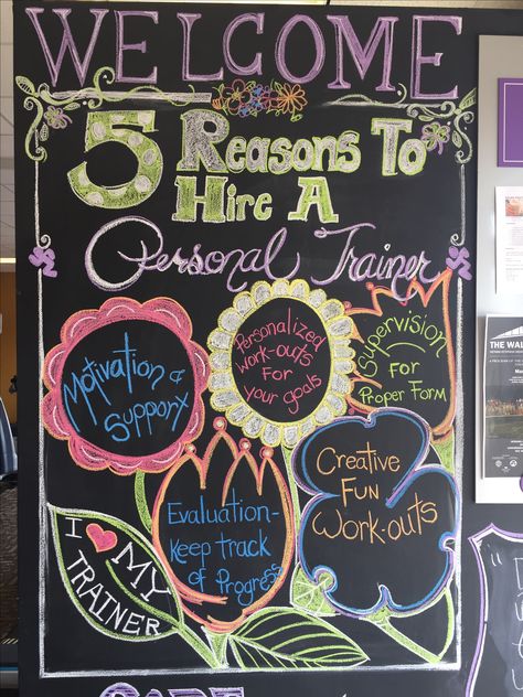 Anytime Fitness Chalkboard Spring, Gym Chalkboard, Anytime Fitness Chalkboard, Gym Chalkboard Ideas, Fitness Center Design, Gym Chalk, Bullet Crafts, Chalk Wall, Anytime Fitness