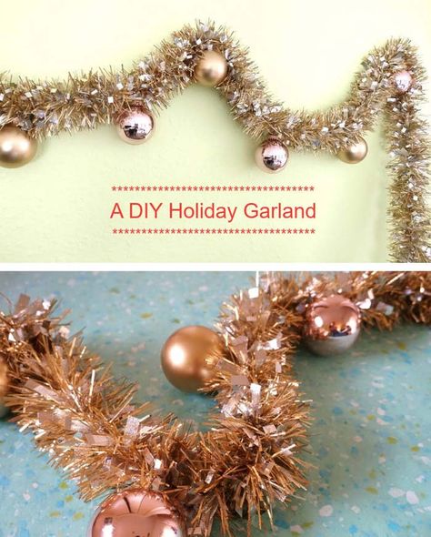 25 Festive Christmas Tinsel Decorating Ideas That Are Easy To Recreate | Decor Home Ideas Tinsel Decorating Ideas, Christmas Tree Tinsel Garland, Tinsel Christmas Tree, Christmas Tinsel, Ornament Garland, Tinsel Garland, Holiday Garlands, Christmas Decorations Bedroom, Christmas Tree Garland