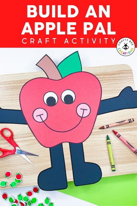 Kindergarten Art Activities, Apple Kindergarten, Kindergarten Bulletin Boards, Prek Crafts, Apple Craft, Autumn Activities For Kids, Apple Theme, 2d Shapes, Themed Classroom