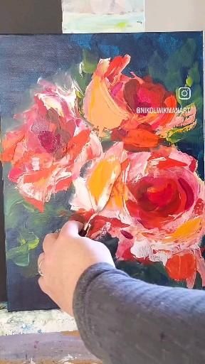 Painting Flowers With Palette Knife, How To Paint With A Palette Knife, Palette Knife Art Acrylics, Abstract Floral Paintings Acrylics Tutorial, Pallet Knife Flowers, Palette Knife Painting Flowers, Palette Knife Painting Tutorial, Palette Knife Painting Abstract, Palette Knife Flowers