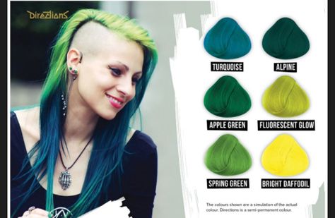 Hair Dye Green, Directions Hair Dye, Color Flow, Semi Permanent Hair Dye, Angel Outfit, Semi Permanent Hair Color, Peinados Recogidos, Permanent Hair Dye, Funky Hairstyles