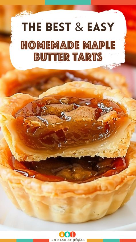 Indulge in these Homemade Maple Butter Tarts! With a flaky crust, gooey maple filling, and sweet raisins, they're a family favorite. Ready in just 35 minutes, these tarts are perfect for any occasion. Save this recipe and treat yourself to a delightful dessert today! Maple Butter Tarts Recipe, Maple Tarts Recipe, Maple Syrup Tarts, Butter Tart Pie Recipe, Healthy Butter Tarts, Maple Syrup Butter Tarts, Butter Tarts With Maple Syrup, Maple Butter Tarts, Buttertarts Recipe Canada