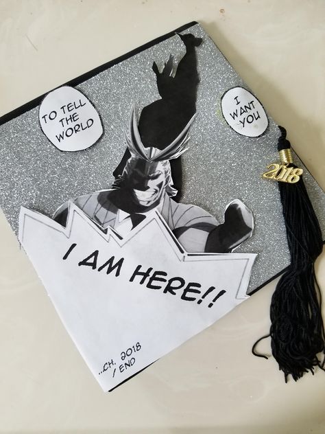 Anime Cap Ideas For Graduation, Hxh Graduation Cap, Mha Graduation Cap, Anime Graduation Cap, Creative Graduation Caps, Graduation Hats, College Grad Cap Ideas, Graduation Cap Decoration Diy, High School Graduation Cap