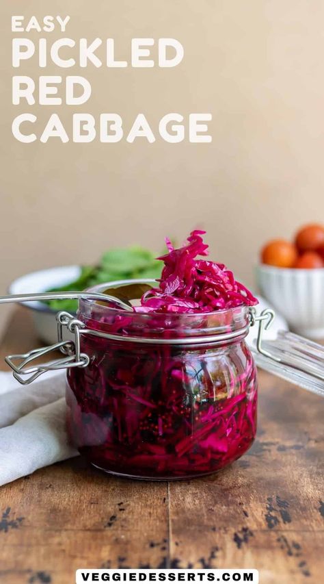 Canning Easy, Purple Cabbage Recipes, Red Cabbage Sauerkraut, Pickled Things, Pickled Red Cabbage, Red Cabbage Recipes, Quick Pickled, Pickled Cabbage, Purple Cabbage