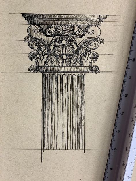 16 Tattoo, Architecture Drawing Sketchbooks, Perspective Drawing Architecture, Architecture Drawing Plan, Awesome Architecture, Corinthian Column, Architecture Sketchbook, Pen And Pencil, Architecture Design Sketch