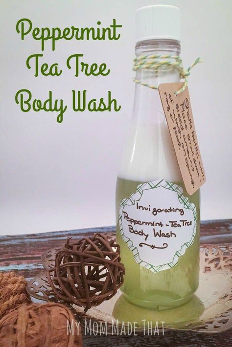 My Mom Made That: Peppermint Tea Tree Body Wash {DIY that is easy to make and so energizing and invigorating} Body Wash Diy, Tea Tree Body Wash, Diy Body Wash, Homemade Body Wash, Oil Body Wash, Peppermint Tea, Homemade Bath Products, Diy Body, Beauty Recipe