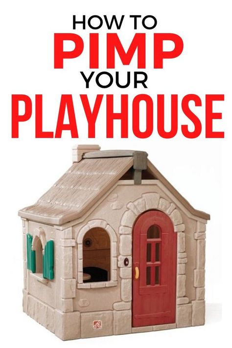 Playhouse Makeover Little Tikes, Playhouse Makeover For Boys, Outdoor Playhouse Makeover, Plastic Playhouse Makeover, Little Tikes Playhouse Makeover, Diy Playhouse Makeover, Playhouse Remodel, Little Tikes Makeover, Kids Outdoor Toys